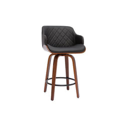 Tabouret de bar design pivotant 360° noir et bois foncé H65 cm LUCIEN