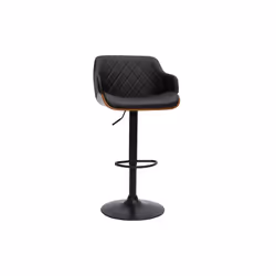Tabouret de bar design réglable pivotant 360° noir et bois foncé LUCIEN