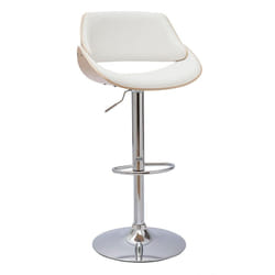 Tabouret de bar design réglable pivotant 360° blanc et bois clair CLASH