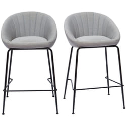 Tabourets de bar design tissu gris clair 65 cm (lot de 2) sheru