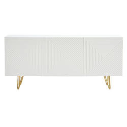 Buffet design blanc et métal doré 3 portes L160 cm ozen