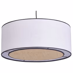 Suspension cylindrique en lin blanc et rabane naturelle D50 cm TRAVES