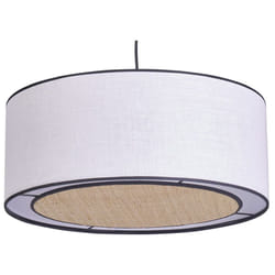 Suspension cylindrique en lin blanc et rabane naturelle D50 cm TRAVES