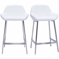 Tabourets de bar design blancs et pieds métal (lot de 2) RINGER