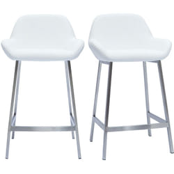 Tabourets de bar design blancs et pieds métal (lot de 2) RINGER