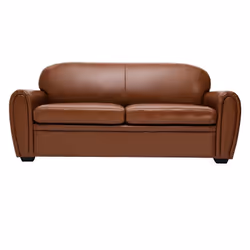 Canapé convertible vintage 3 places cuir marron et bois noir avec matelas 9 cm CLUB