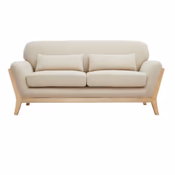 Canapé scandinave 2 places en tissu beige et bois clair YOKO