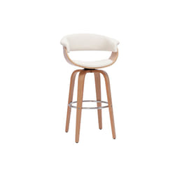 Tabouret de bar design pivotant blanc et bois clair H67 cm OKTAV