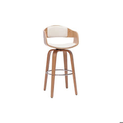 Miliboo - Tabouret de bar design pivotant blanc et bois clair H65 cm GAO