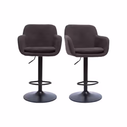 Tabourets de bar réglables tissu effet velours gris foncé et métal (lot de 2) AMIKA