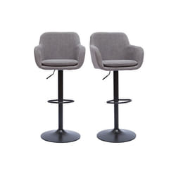 Tabourets de bar réglables tissu effet velours gris et métal (lot de 2) AMIKA
