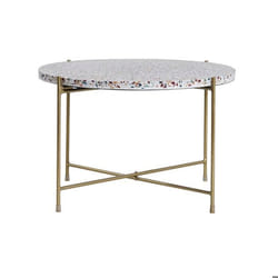 Table basse ronde design en terrazzo et métal doré D55 cm MEZZO