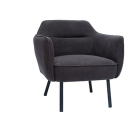 Fauteuil design en tissu effet velours gris foncé et métal noir LAURENS