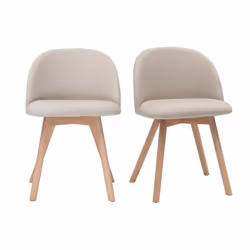 Chaises scandinaves en tissu naturel et bois clair massif (lot de 2) CELESTE