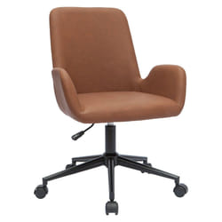 Chaise de bureau à roulettes marron et métal noir ALBAN