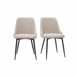 Chaises design en tissu effet velours beige naturel et métal noir (lot de 2) CULT