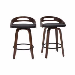 Tabourets de bar design noirs et bois foncé 65cm (lot de 2) MANO