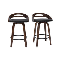 Tabourets de bar design noirs et bois foncé 65cm (lot de 2) MANO