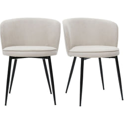Chaises design en tissu effet velours beige et métal noir (lot de 2) SERIF