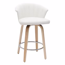Tabouret de bar design pivotant blanc et bois clair H65cm ALBIN