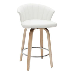 Tabouret de bar design pivotant blanc et bois clair H65cm ALBIN