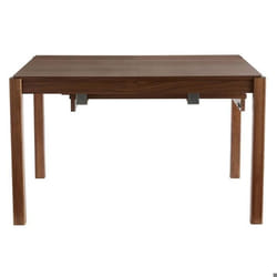 Table à manger extensible rallonges intégrées en bois foncé noyer rectangulaire L125-238 cm AGALI