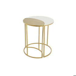 Miliboo - Table dappoint en métal laqué blanc et doré TOSCANE