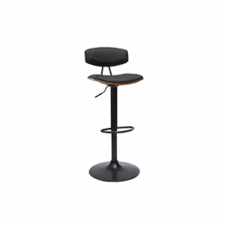 Tabouret de bar design réglable noir et bois foncé VASCO