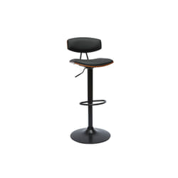 Tabouret de bar design réglable noir et bois foncé VASCO