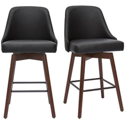 Tabourets de bar design pivotants 360° noir et noyer H65 (lot de 2) hasta