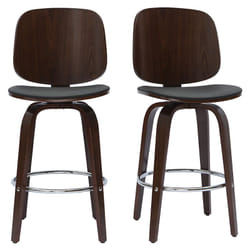 Tabourets de bar design pivotants noirs et noyer H66 cm (lot de 2) beck