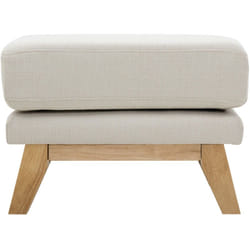 Pouf repose-pieds déhoussable scandinave en tissu beige et bois clair oslo