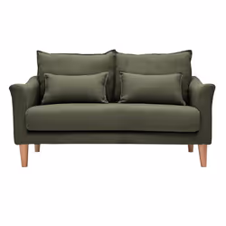 Canapé scandinave 2 places en tissu kaki et bois clair KATE