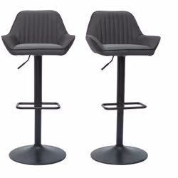 Tabourets de bar réglables design en tissu gris anthracite (lot de 2) RONNIE