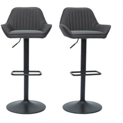 Tabourets de bar réglables design en tissu gris anthracite (lot de 2) RONNIE