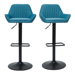 Tabourets de bar réglables design en tissu bleu (lot de 2) RONNIE