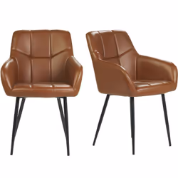 Chaises matelassées marron et métal noir (lot de 2) MONTERO
