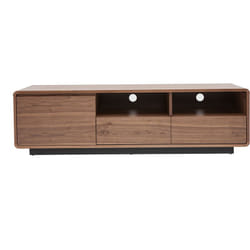 Meuble TV vintage en bois foncé noyer et métal noir L160 cm JAKO