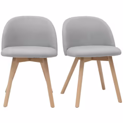 Chaises scandinaves en tissu gris clair et bois clair massif (lot de 2) CELESTE