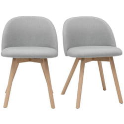 Chaises scandinaves en tissu gris clair et bois clair massif (lot de 2) CELESTE