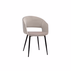 Miliboo - Chaise design en tissu velours taupe et métal noir PRISMA