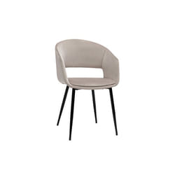 Miliboo - Chaise design en tissu velours taupe et métal noir PRISMA