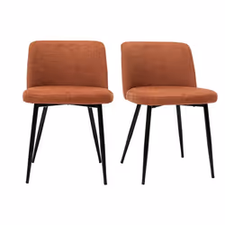 Chaises en tissu effet velours texturé terre brûlée et métal noir (lot de 2) MONTI