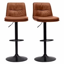 Tabourets de bar réglables marrons et métal noir (lot de 2) ZUCK