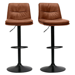 Tabourets de bar réglables marrons et métal noir (lot de 2) ZUCK