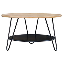 Miliboo - Table basse ronde bois manguier massif et métal noir D80 cm PRIYA