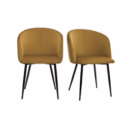 Chaises design en tissu velours bronze et métal noir (lot de 2) VANITY