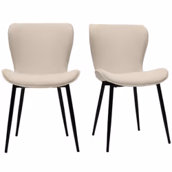 Chaises design en tissu velours côtelé beige et métal noir (lot de 2) ADDICT