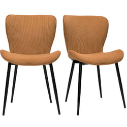 Chaises design en tissu velours côtelé jaune curry et métal noir (lot de 2) ADDICT