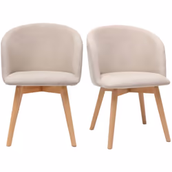 Chaises scandinaves en tissu effet velours beige et bois clair massif (lot de 2) VANITY